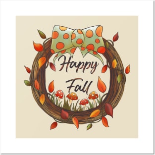 Happy Fall Wreath Posters and Art